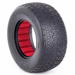 AKA PRODUCTS, INC. 1/10 Chain Link SC Wide Super Soft Front/Rear Wheel Mounted with Red Inserts (2)