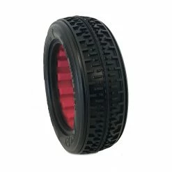 AKA PRODUCTS, INC. 1/10 Rebar Front 2WD Tires, Super Soft with Red Inserts: Buggy