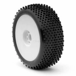 AKA PRODUCTS, INC. 1/8 Crossbrace Soft Long Wear Pre-Mounted Tires, White EVO Wheels (2): Buggy