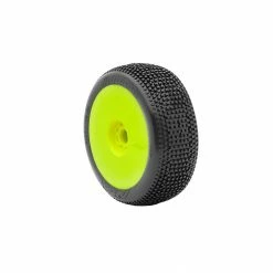 AKA PRODUCTS, INC. 1/8 Impact Medium Long Wear Pre-Mounted Tires, Yellow EVO Wheels (2): Buggy