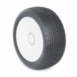 AKA PRODUCTS, INC. 1/8 Typo Clay Pre-Mounted Tires, White EVO Wheels (2): Buggy