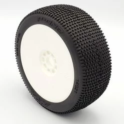AKA PRODUCTS, INC. 1/8 P1 Super Soft Long Wear Pre-Mounted Tires, White EVO Wheels (2): Buggy