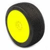 AKA PRODUCTS, INC. 1/8 P1 Soft Long Wear Pre-Mounted Tires, Yellow EVO Wheels (2): Buggy