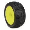 AKA PRODUCTS, INC. 1/8 EVO Gridiron Soft Long Wear Pre-Mounted Tires, Yellow Wheels (2): Truggy