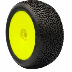 AKA PRODUCTS, INC. 1/8 EVO Scribble Ultra Soft Pre-Mounted Tires, Yellow Wheels (2): Truggy