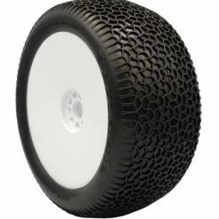 AKA PRODUCTS, INC. 1/8 EVO Scribble Soft Long Wear Pre-Mounted Tires, White Wheels (2): Truggy
