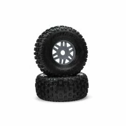 ARRMA 1/8 dBoots Fortress Front/Rear 2.4/3.3 Pre-Mounted Tires, 17mm Hex, Gunmetal (2)
