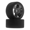 BSR Racing Tires 1/10 30mm Nitro Touring Foam Tires, Mounted, 38 Rear, Black Wheels (2)