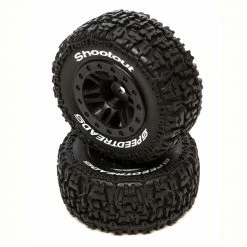 Duratrax SpeedTreads Shootout SC Front Rear Black Mounted (2): Traxxas Slash, ECX 4X4