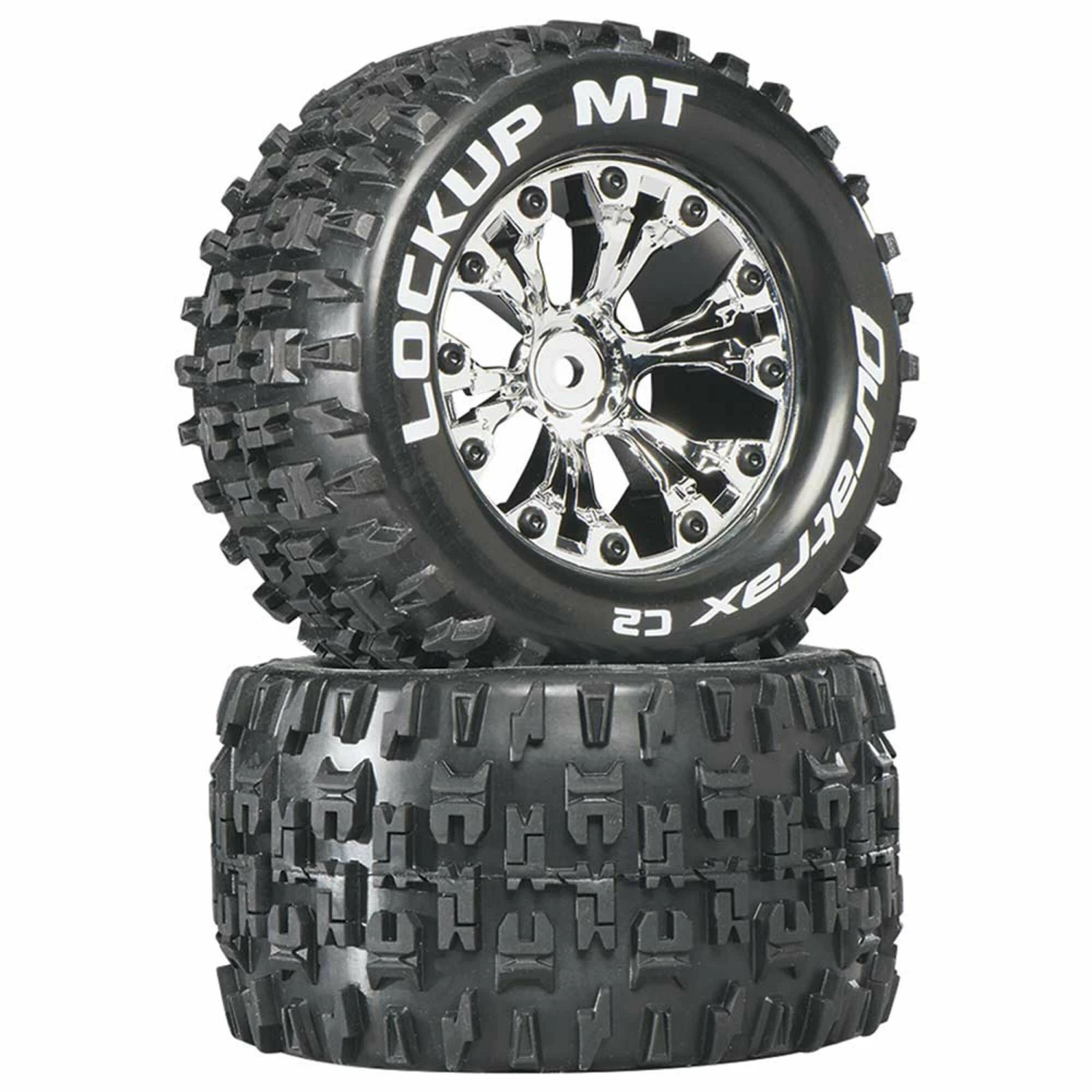 Duratrax Lockup MT 2.8" 2WD Mounted Rear C2 Tires, Chrome (2) 1 Duratrax Lockup MT 2.8" 2WD Mounted Rear C2 Tires, Chrome (2)