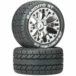 Duratrax Bandito ST 2.8" 2WD Mounted Rear C2 Tires, Chrome (2)
