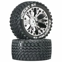 Duratrax Picket ST 2.8" 2WD Mounted 1/2" Offset Tires, Chrome (2)