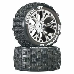 Duratrax Pistol ST 2.8" 2WD Mounted Rear C2 Tires, Chrome (2)