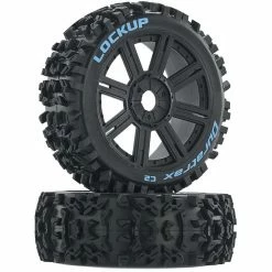 Duratrax Lockup 1/8 C2 Mounted Buggy Spoke Tires, Black (2)