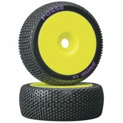 Duratrax Posse 1/8 C2 Mounted Buggy Tires, Yellow (2)