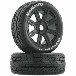Duratrax Bandito 1/8 Buggy Tire C2 Mounted Spoke Tires, Black (2)
