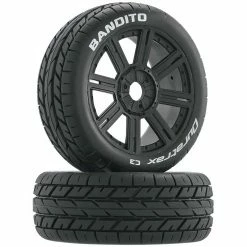 Duratrax Bandito 1/8 Buggy Tire C3 Mounted Spoke Tires, Black (2)