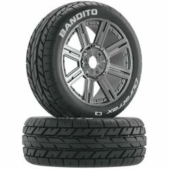 Duratrax Bandito 1/8 Buggy Tire C3 Mounted Spoke Tires, Chrome (2)