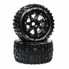 Duratrax Lockup MT Belt 2.8" Mounted Front/Rear Tires, .5 Offset 17mm, Black Chrome (2)