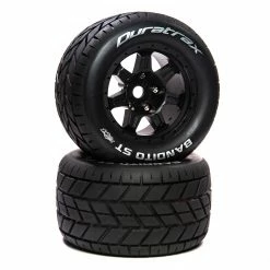 Duratrax Bandito ST Belt 3.8" Mounted Front/Rear Tires .5 Offset 17mm, Black (2)