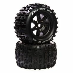 Duratrax Lockup ST Belt 3.8" Mounted Front/Rear Tires 0 Offset 17mm, Black (2)
