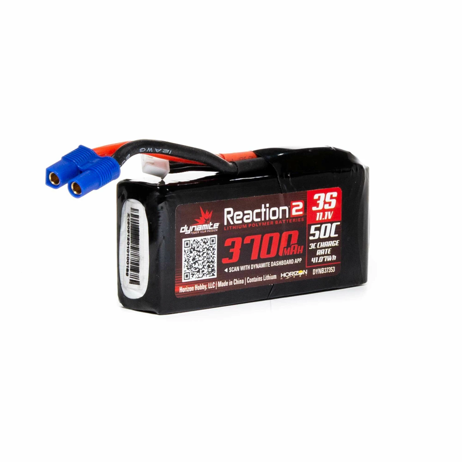 Dynamite 11.1V 3700mAh 3S 50C Reaction 2 LiPo Battery: EC3 1 Dynamite 11.1V 3700mAh 3S 50C Reaction 2 LiPo Battery: EC3