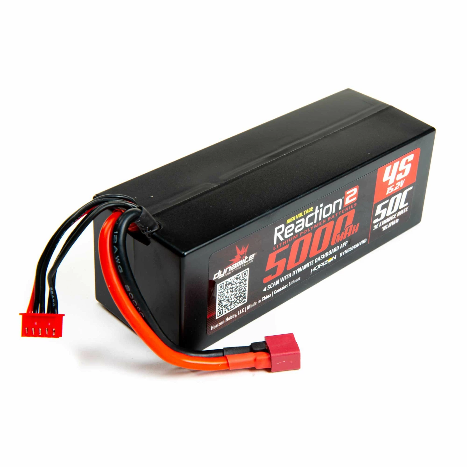Dynamite 15.2V 5000mAh 4S 50C Reaction 2.0 Hardcase HV-LiPo Battery: Deans 1 Dynamite 15.2V 5000mAh 4S 50C Reaction 2.0 Hardcase HV-LiPo Battery: Deans