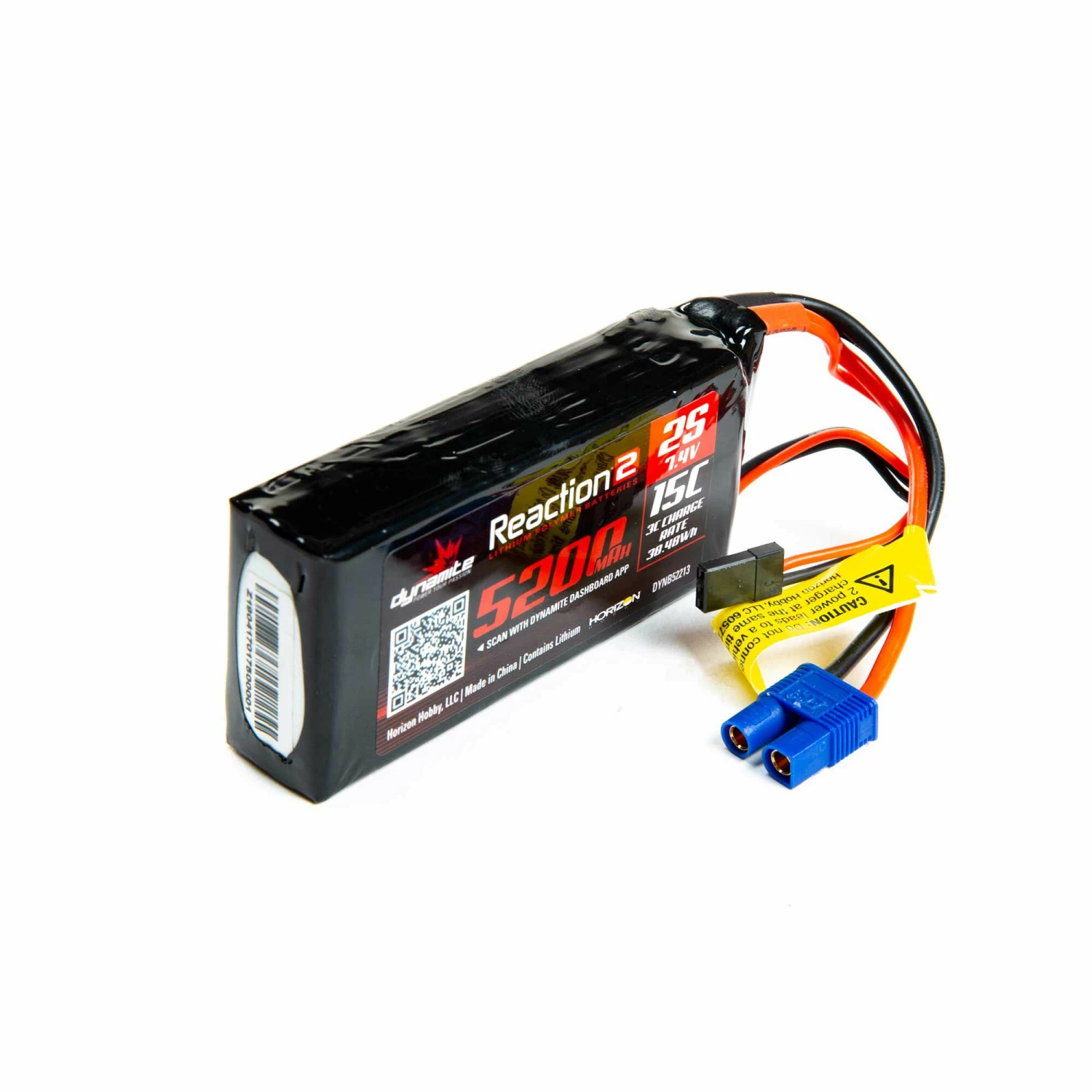 Dynamite 7.4V 5200mAh 2S 15C Reaction 2.0 LiPo Battery: Universal Receiver 1 Dynamite 7.4V 5200mAh 2S 15C Reaction 2.0 LiPo Battery: Universal Receiver