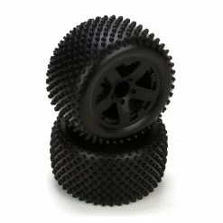 ECX Rear Tire, Premount, Black Wheel (2): 1/10 2WD Circuit