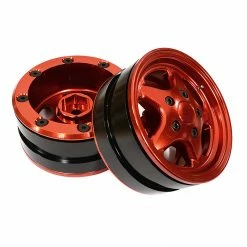 Integy 1.9 Alloy 5 Spoke Wheel, Red: Rock Crawler (2)