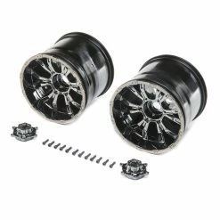 Losi 1/8 420S Force Front/Rear 4.1 Wheels with Cap, Black Chrome, 20mm Hex (2): XXL/2