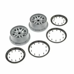 Losi 1/5 Front/Rear 4.75 Wheel and Beadlock Set, 24mm Hex, Grey (2): 5ive-T 2.0