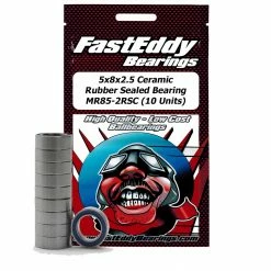 FastEddy Bearings 5x8x2.5 Ceramic Rubber Sealed Bearing, MR85-2RSC (10)