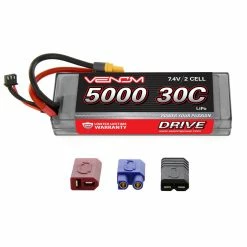 Venom 7.4V 5000mAh 2S 30C DRIVE Hardcase LiPo Battery: UNI 2.0 Plug