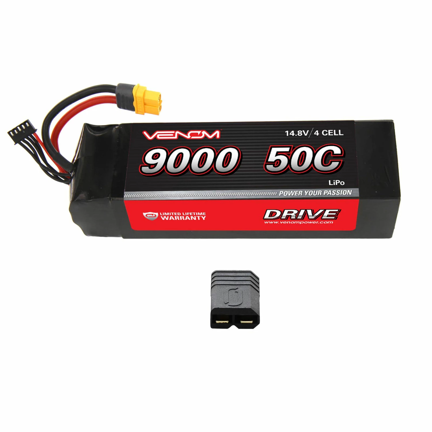 Venom 14.8V 9000mAh 4S 50C DRIVE LiPo Battery: UNI 2.0 Plug 1 Venom 14.8V 9000mAh 4S 50C DRIVE LiPo Battery: UNI 2.0 Plug