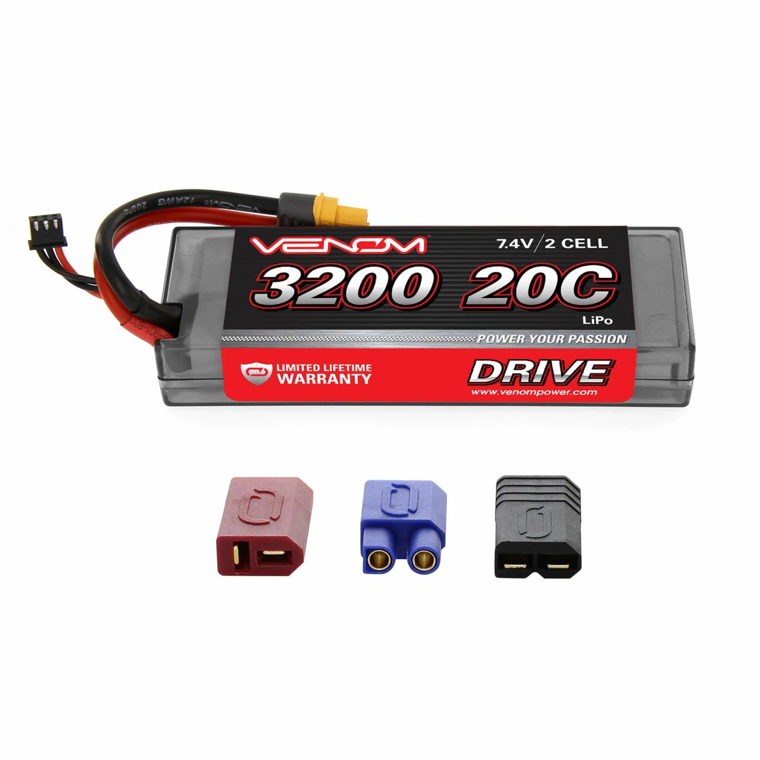 Venom 7.4V 3200mAh 2S 20C DRIVE LiPo Battery: UNI 2.0 Plug 1 Venom 7.4V 3200mAh 2S 20C DRIVE LiPo Battery: UNI 2.0 Plug