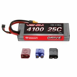 Venom 7.4V 4100mAh 2S 25C DRIVE Hardcase LiPo Battery: UNI 2.0 Plug